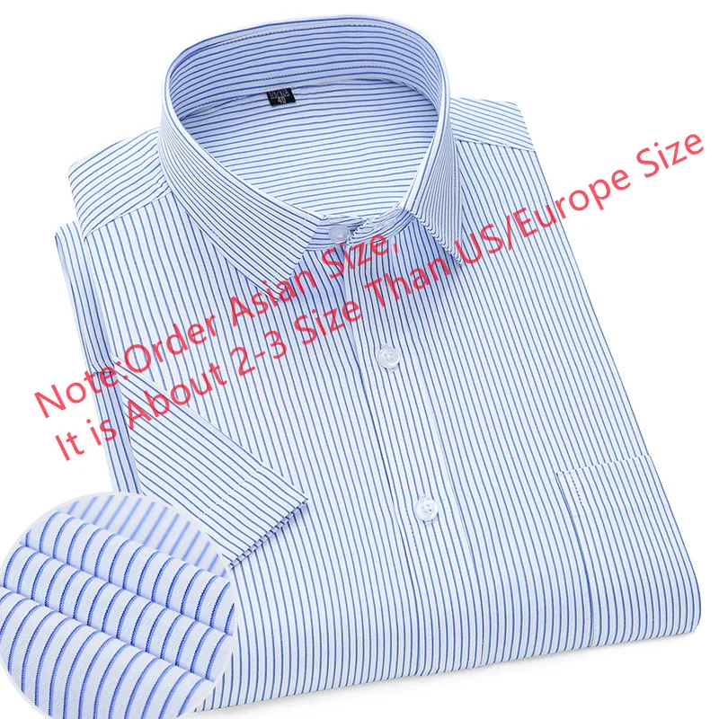 Men\'s Striped Solid Short Sleeve Shirt Summer Basic Business Fitted Red Twill Plain Dress Social Party Office Wedding Menswear