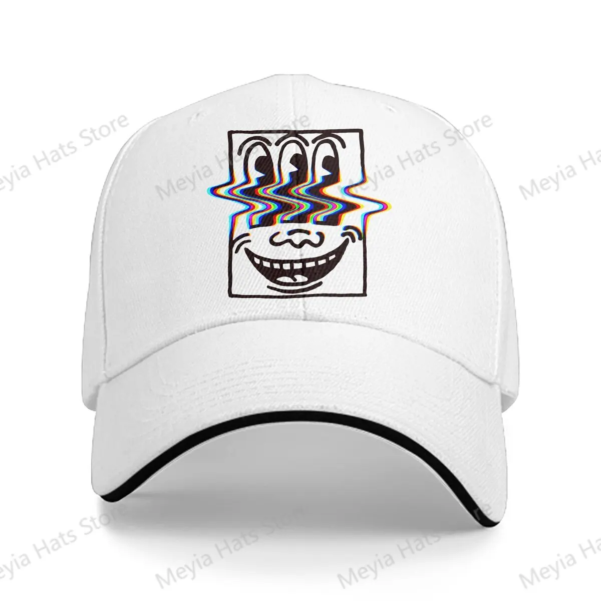 Three Eyed Smiling Face Haring Geometric Graffiti Outdoor Cap Sun Visor Hip Hop Caps Cowboy Hat Peaked Hats