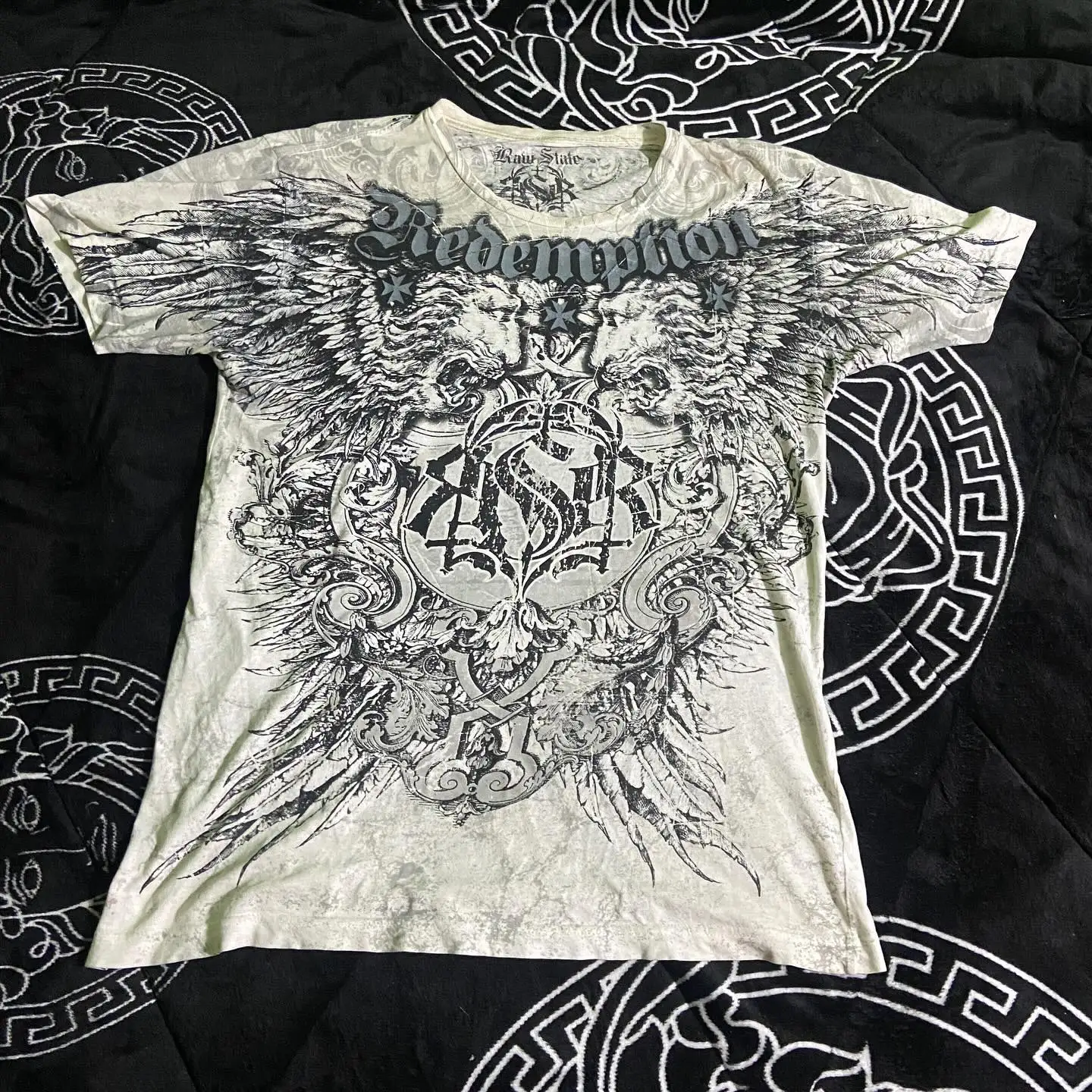 

Retro Double Face Wing Graphic Tee Men American Streetwear Couple Tshirt Hiphop Style High Street Cotton Oversized Casual Tops