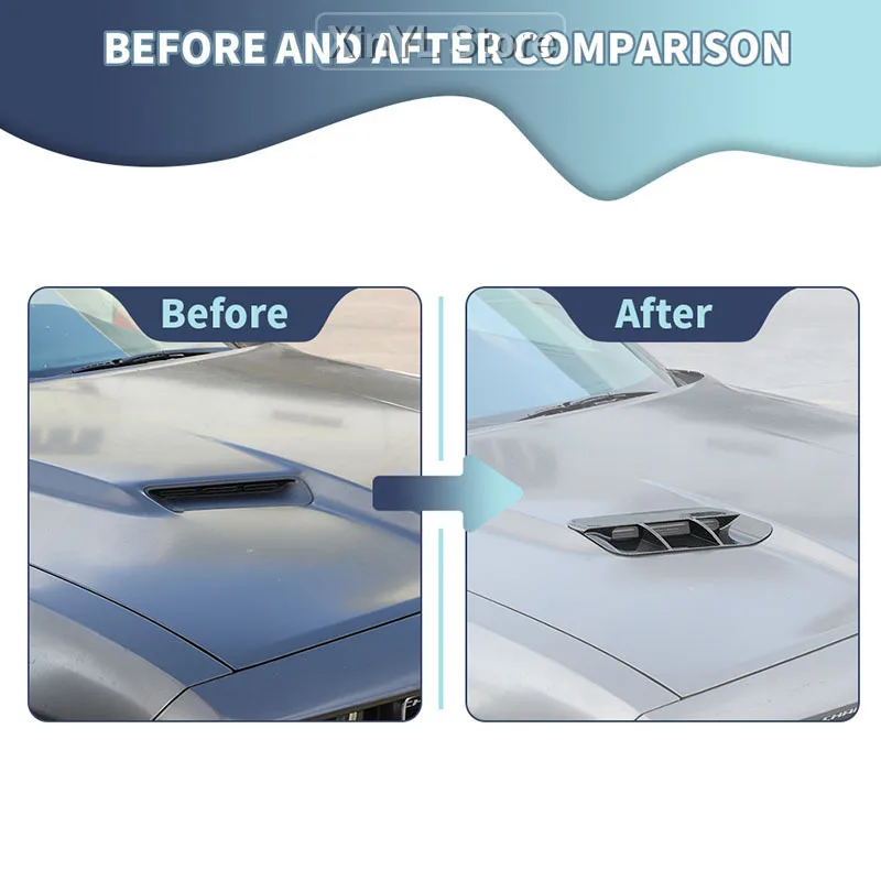 Car Hood Air Vent Headlight Trim Ring Cover Decoration Ornament Stickers for Dodge Challenger 2015 UP Car Exterior Accessories