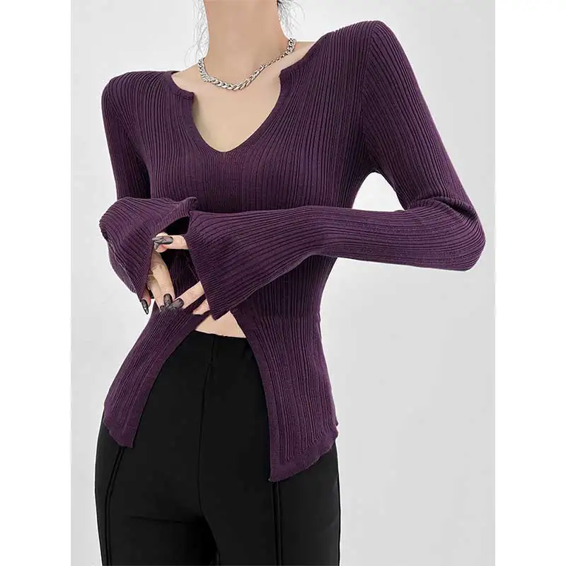 

Women Clothes Spring Autumn Fashion Simplicity Office Lady Screw Thread Solid Color V-neck Ladies All-match Long Sleeve Cardigan