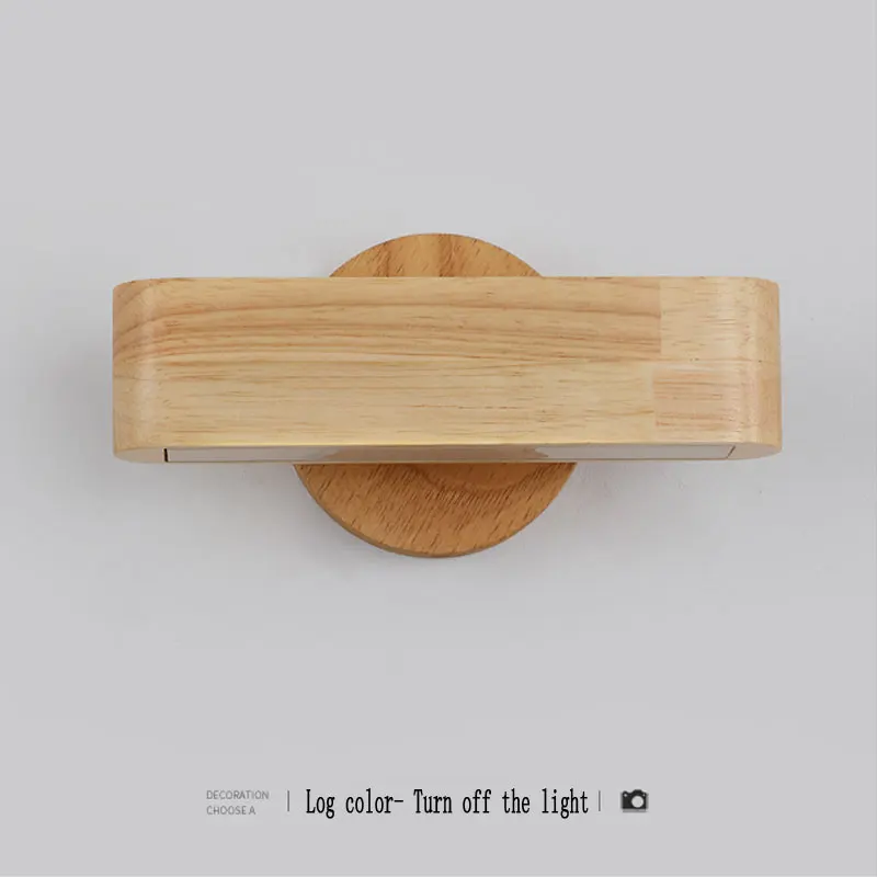 Japanese-Style Wall Lights Solid Wood Rotatable Wall Lamps Bedroom Study Living Room Background Wall Decorative Lighting Fixture