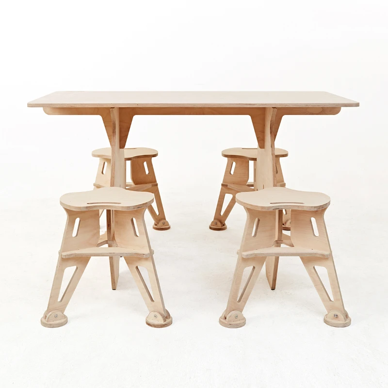 Small studio coffee milk tea shop integrated solid wood dining table and chair combination