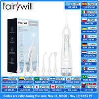 Fairywill Water Flossers Oral Irrigator Rechargeable Portable Dental 3 Modes Water Tank for Teeth 300ML Waterproof Teeth Cleaner