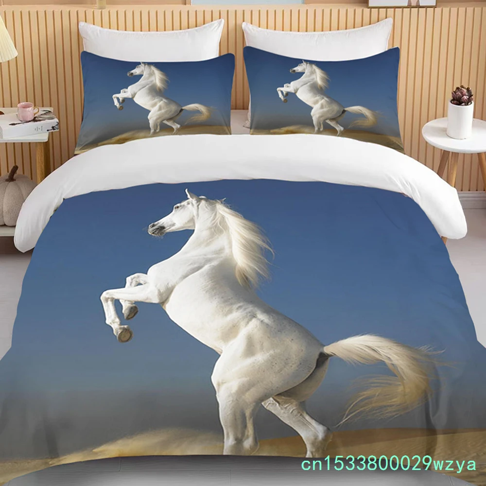Running Horses Bedding Set Soft Comforter Set And Pillowcase Queen Size Decor Home Luxury Bed Set Animal Duvet Cover For Boy Bed