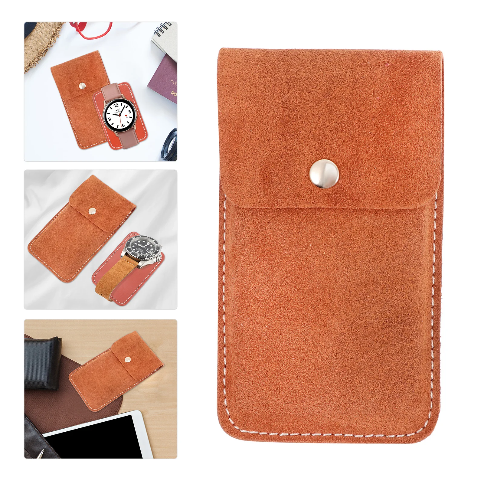 

Watch Box Portable Travel Storage Pouch Dustproof Lightweight Cowhide Bracelet Case Protective Cover Watch Case ganizer