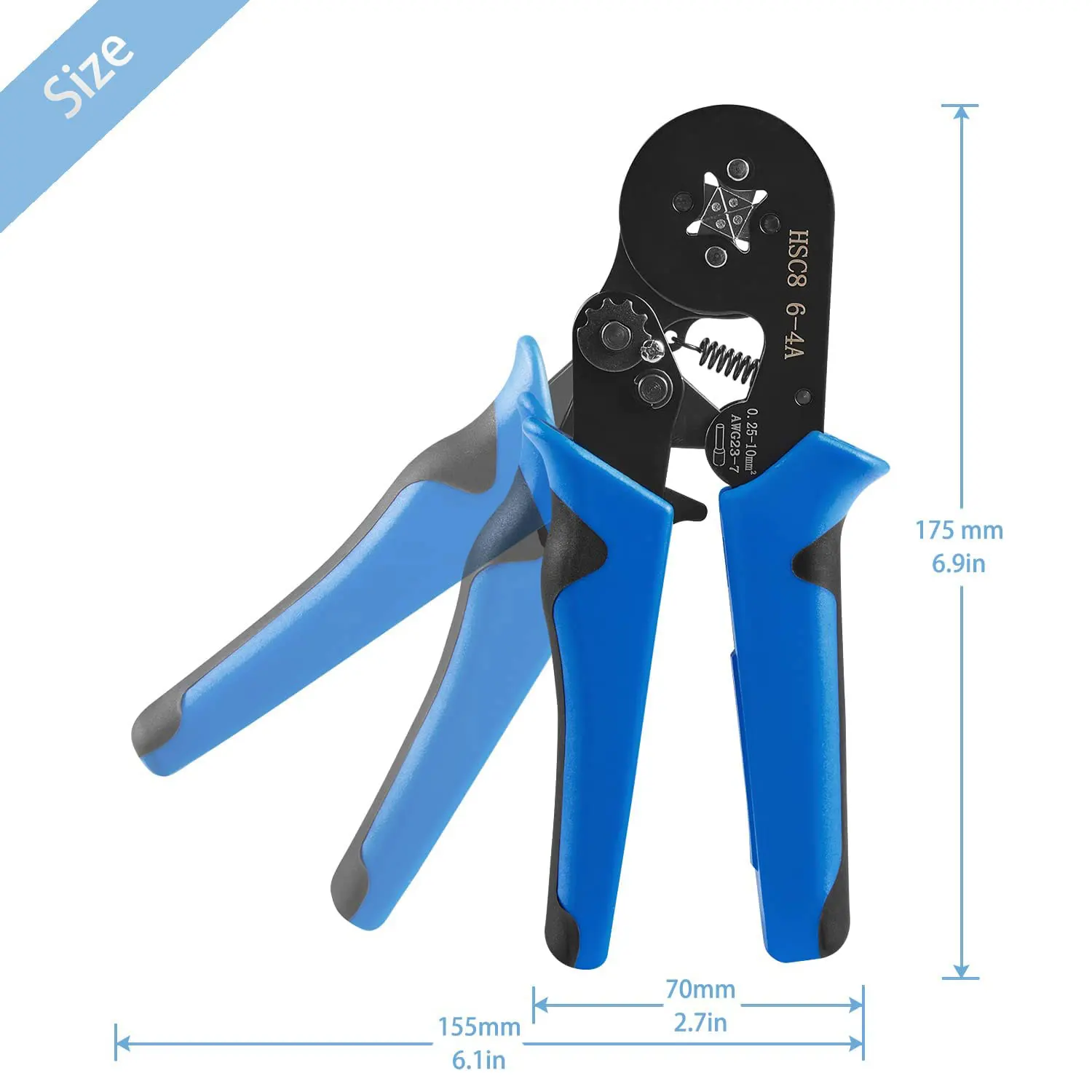 Imagem -02 - Virola Friso Ferramenta Auto-ajustável Fio Ferramenta de Friso Kit Awg 2370.2510 Mm² Terminais Conjunto de Ferramentas de Friso Hsc8 64a