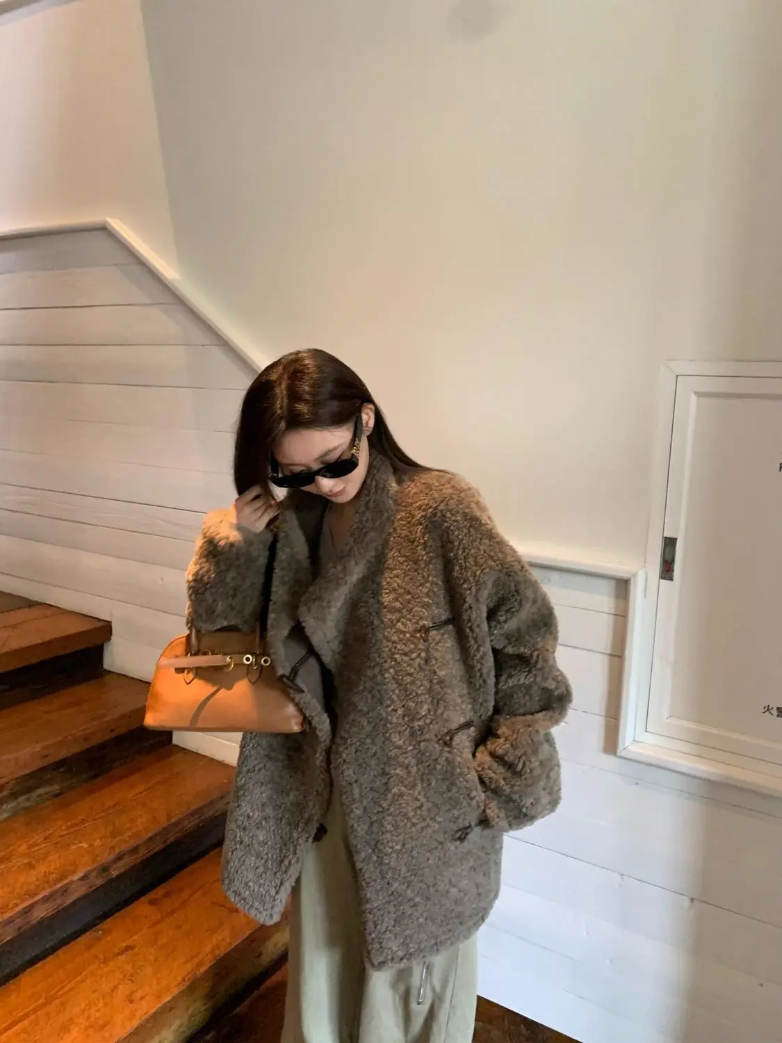 Nepbont voor jasjassen Damespatroon Afneembaar Buiten Dochter Dubbelzijdig Geribbeld Uitloper Tender Bow Casual Vrouwelijke Trend