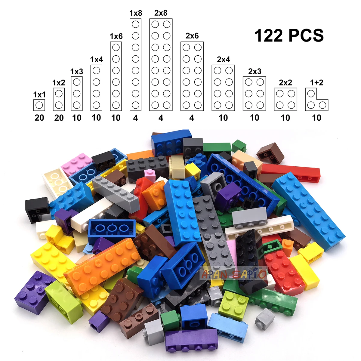 122pcs 12 Size Thick Figures Bricks DIY Building Blocks Educational Creative Size Compatible With 3001 Plastic Toys for Children