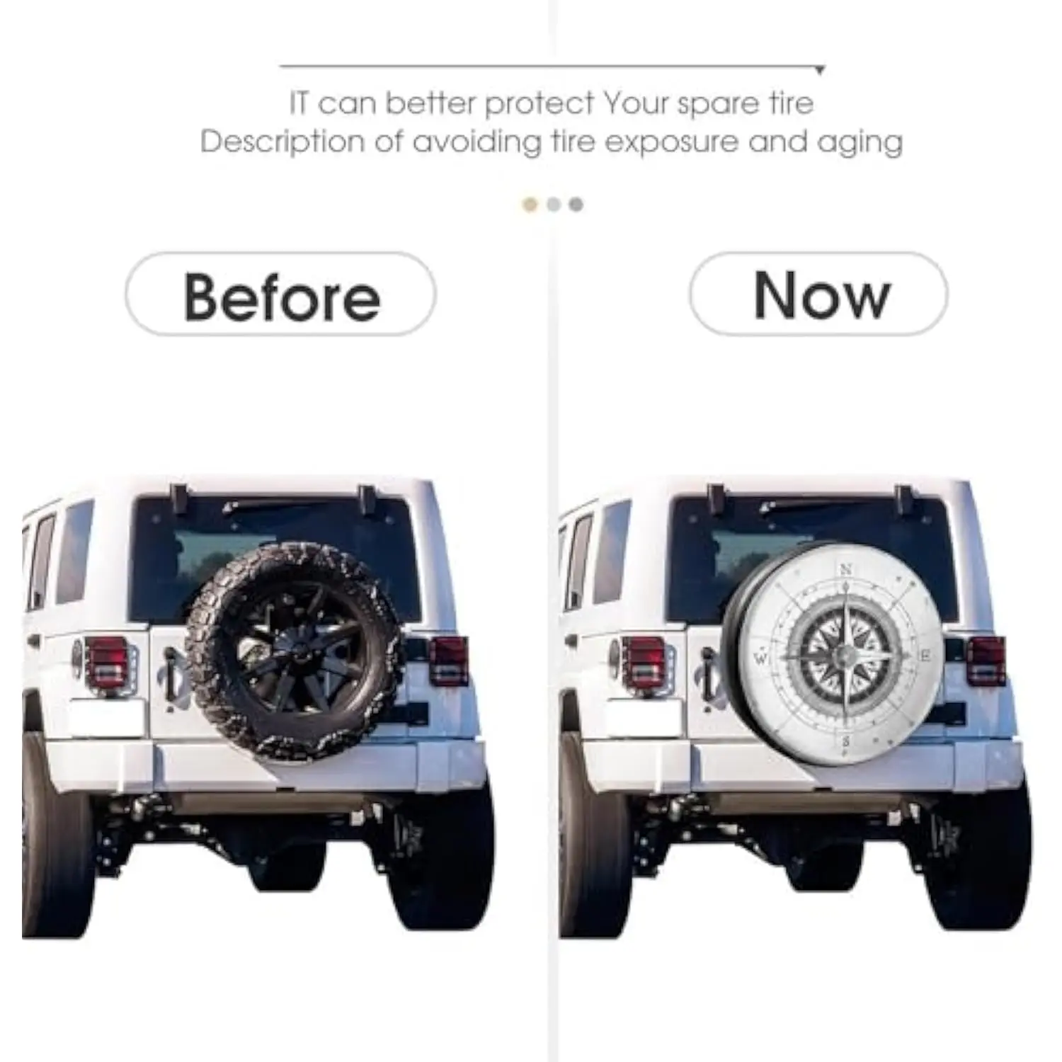 غطاء إطار احتياطي بوصلة Wind Rose، واقي عجلة من جلد البولي يوريثان المتين لمقطورة تخييم شاحنة RV SUV #4