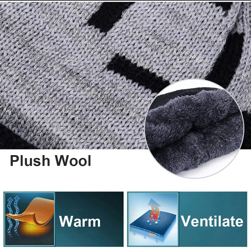 قبعة صغيرة محبوكة لركوب الدراجات للأولاد والبنات من الصوف السميك قبعة صغيرة مقاومة للرياح وشاح شتوي دافئ #3