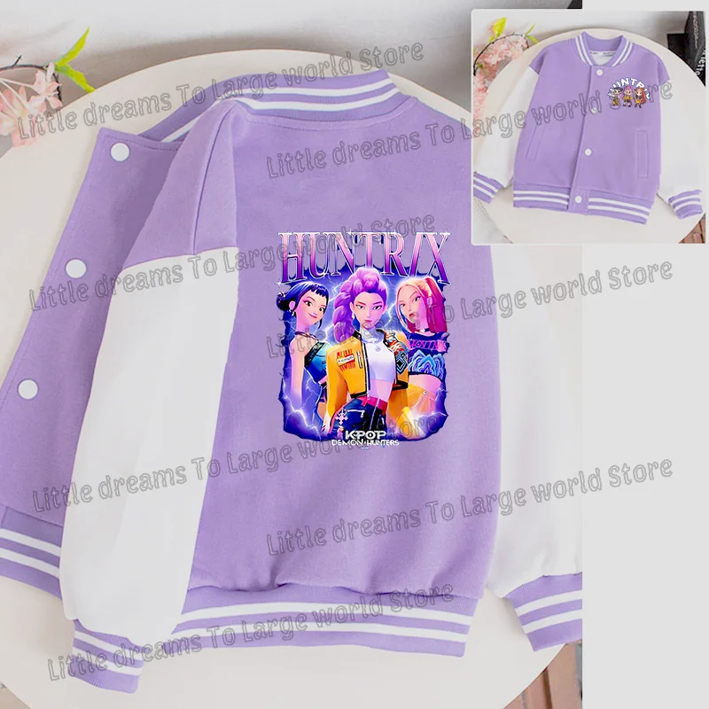 Chaqueta Demon Hunters Kpop para niñas, ropa de calle de Anime, chaquetas para niños, abrigo bonito de manga larga para otoño y primavera, ropa informal holgada