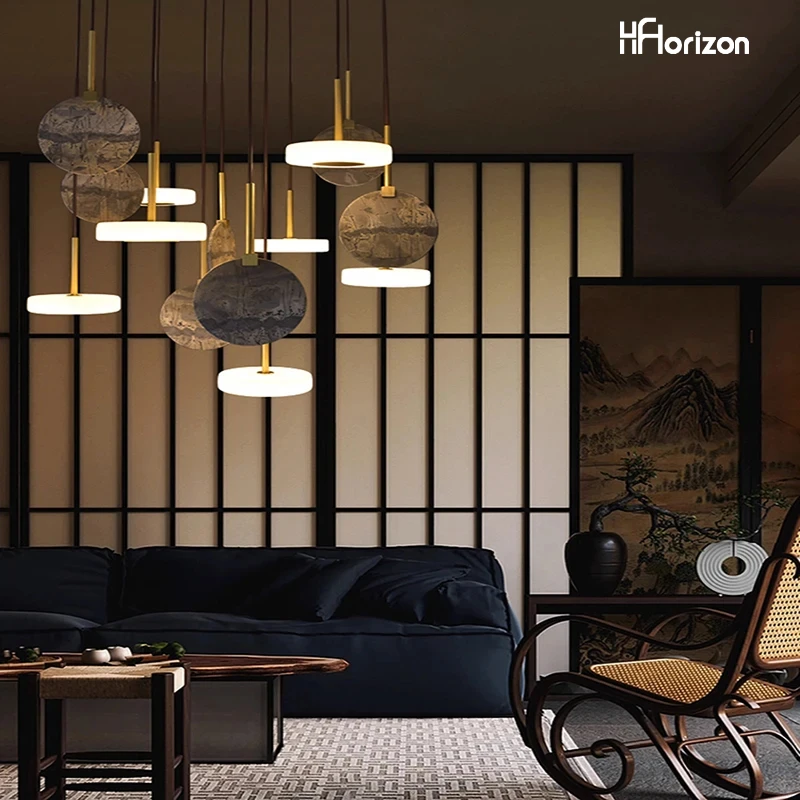 

Modern Trendy Marble Wood Ceiling Chandelier Lighting,Lustre Hanging Lamps Fixtures Luminaire Lampen For kitchen living room