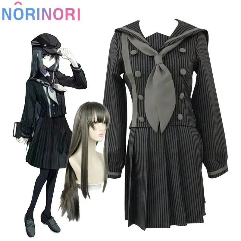 لعبة Danganronpa V3 Pregame Fem Shuichi Saihara أزياء تنكرية زي مدرسي الزي شعر مستعار رمادي قبعة تنورة علوية فتاة الهالوين