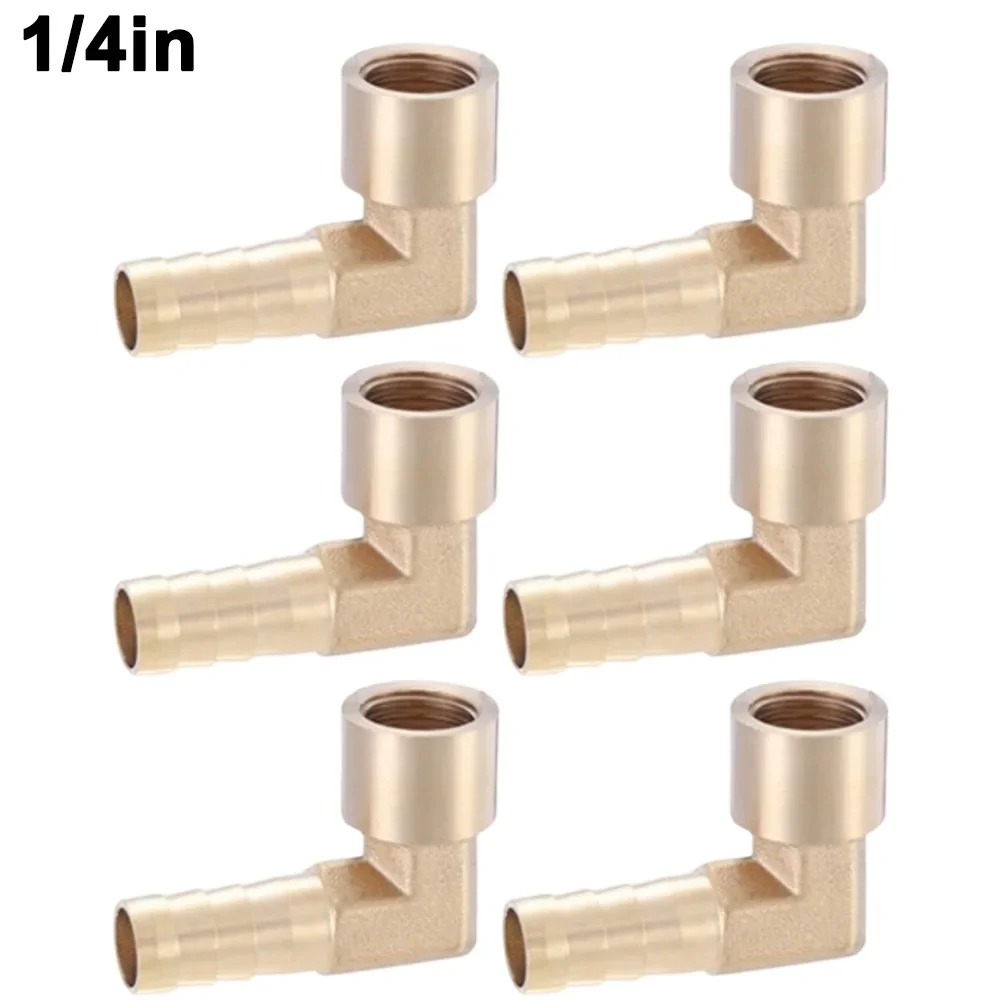 6Pcs Pipe Connectors 90 Degree Brass Hose Fittings For 10mm Inner Diameter Quick Connect Easy Install Pipe Fixtures