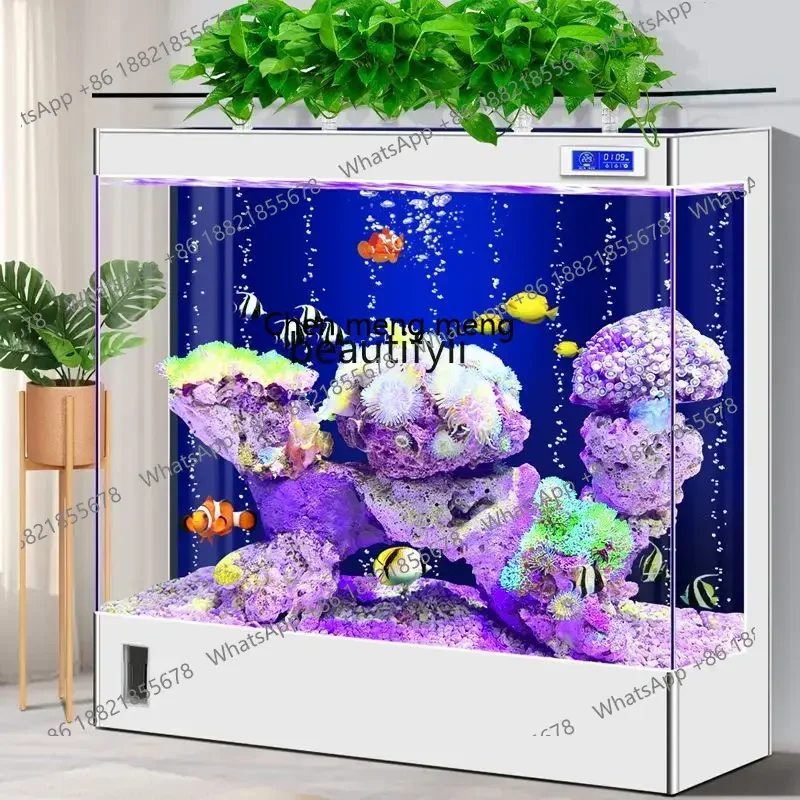 New arrive Ecological water-free ultra-white glass small and medium-sized household fish tank living room light luxury goldfish
