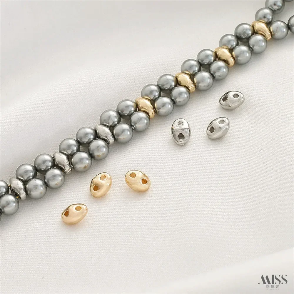 14K gouden tas kleurbehoud echt goud dubbel gat dubbele rij spacer kraal diy parel armband ketting string accessoires