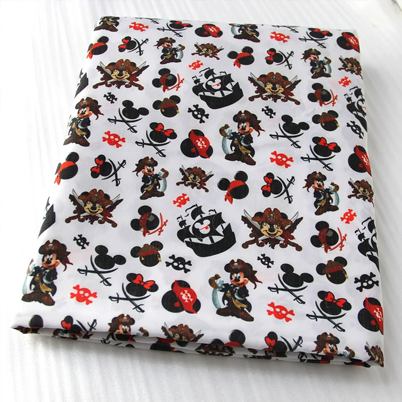 Disney Mickey Sailboat 50*145cm Polyester Cotton Fabric Sewing Quilting Fabric Needlework Material DIY Handmade