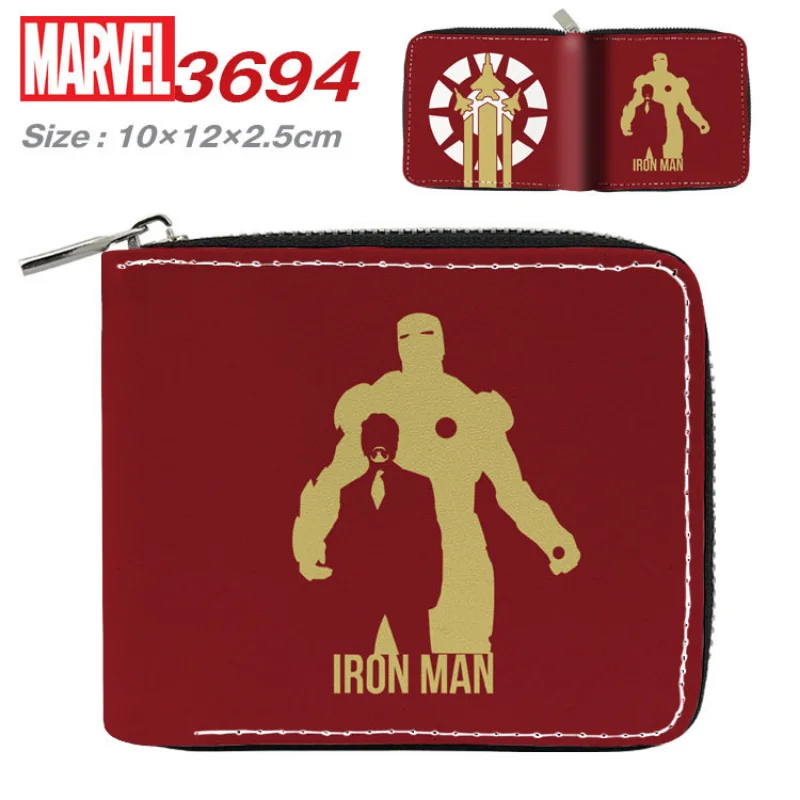 MINISO Disney Marvel Spider-Man Short Zipper Wallet Student Pu Folding Leather Wallet Boys Card Holder Coin Purse Men Wallet