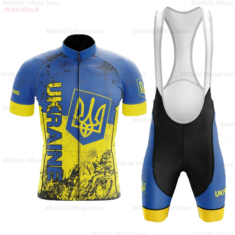 2022 Ukraine Short Sleeve CYCLING Jersey Suit Summer Men Bicycle Clothes Breathable Pro Bicycle Wear Set Outdoor Sport Bike Suit