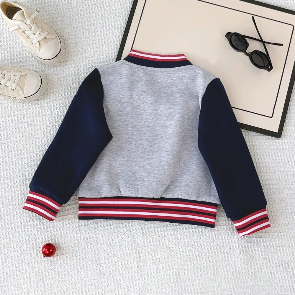 Girl Winter Clothes Color Blocked Long Sleeved Letter A Baseball Jacket College Style Coats Korean Version Children's Clothing