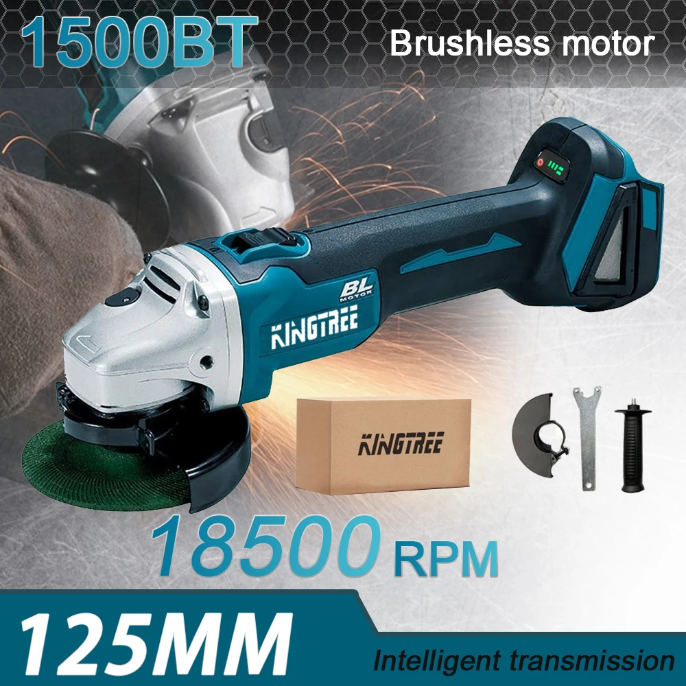 Kingtree Brushless Electric Angle Grinder Variable Speed for Makita 18v Battery Grinder Cutting Machine Woodworking Power Tool