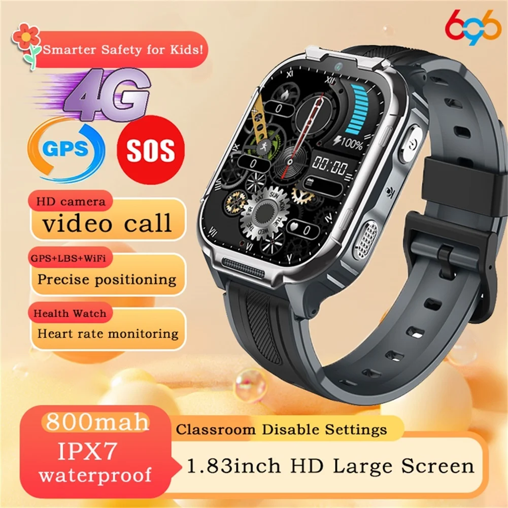 

Детские умные часы 696 с видеозвонками 4G, измерением пульса, GPS, голосовым помощником, HD-камерой, множеством спортивных режимов, для школьников