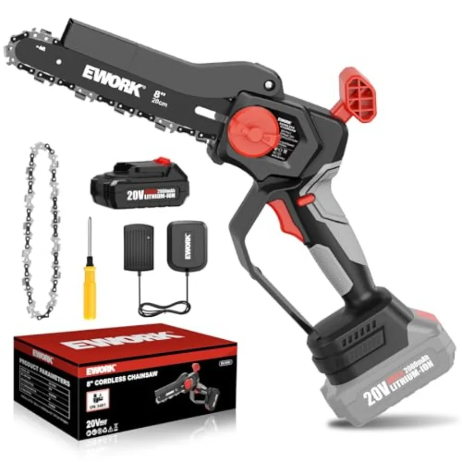 

Мини-бензопила аккумуляторная 8-дюймовая с бесщеточным двигателем, легкая, с автоматической регулировкой натяжения, на батарейках