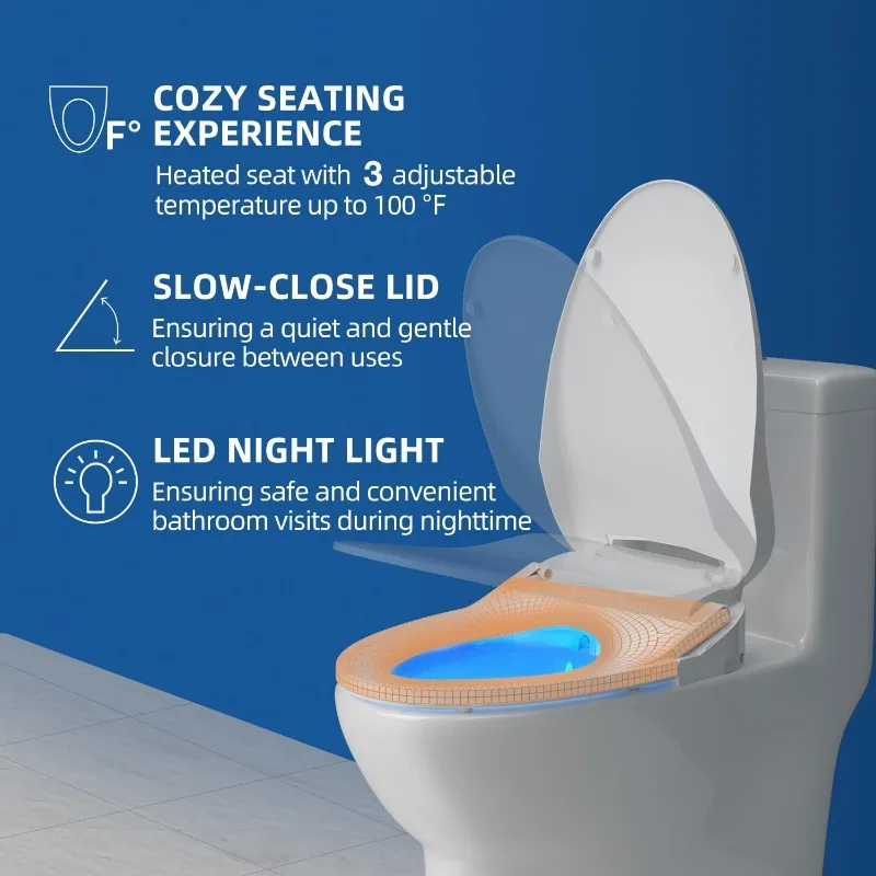 home.Bidet Toilet Seat - Elongated Smart Toilet Seat with Wireless Remote and Side KnobMultiple Nozzle Modes