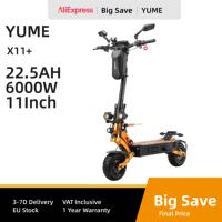 YUME X11+ Electric Scooter, 3000W*2 Powerful Motor 60V 30Ah Battery 11-inch Off-road Fat Tires Escooter 50mph Max Speed, IP54