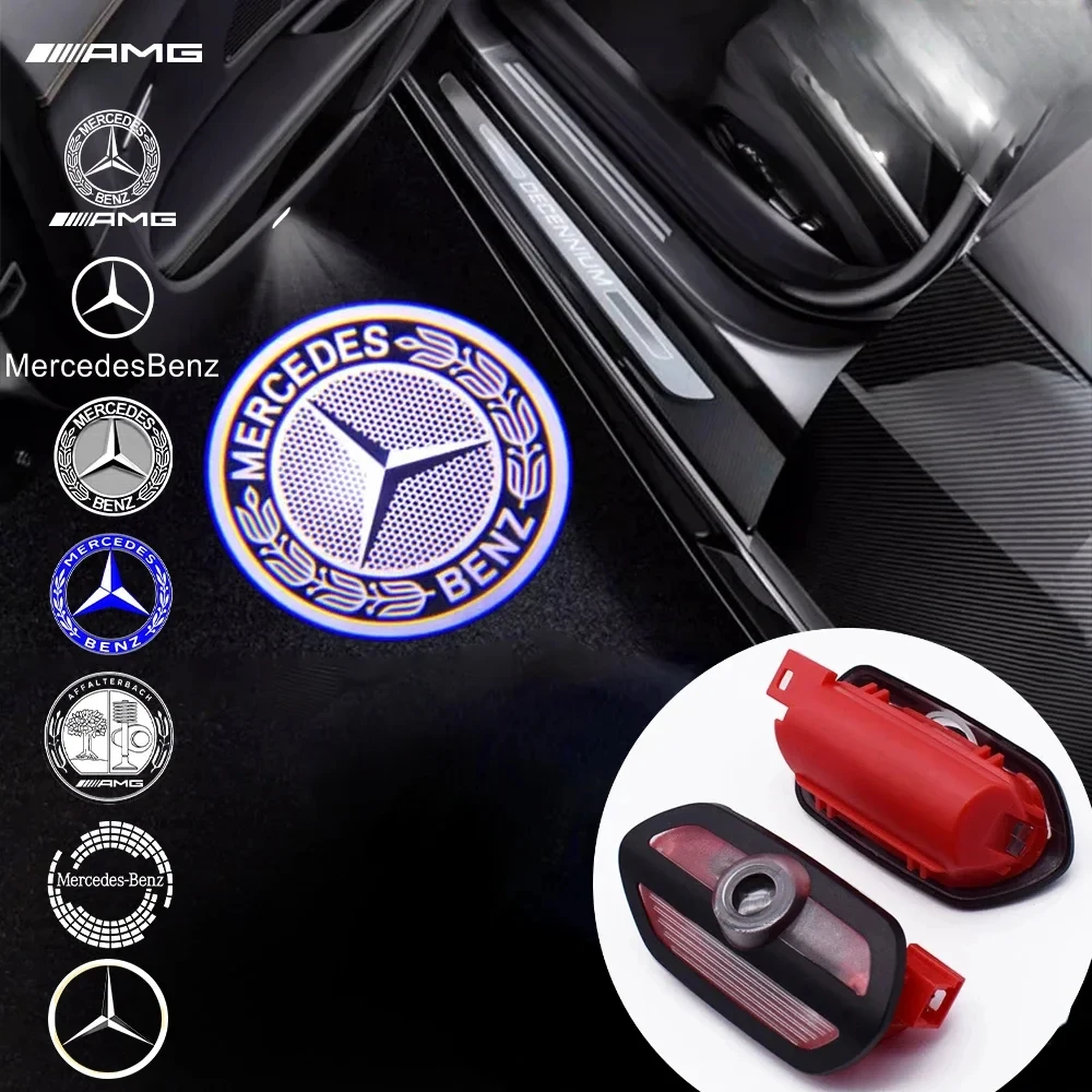 2X Car logo Laser Projector Light Auto Emblem Door Courtesy Welcome Lamp Shadow Luces For Mercedes AMG S SL Class W222 2014-2020