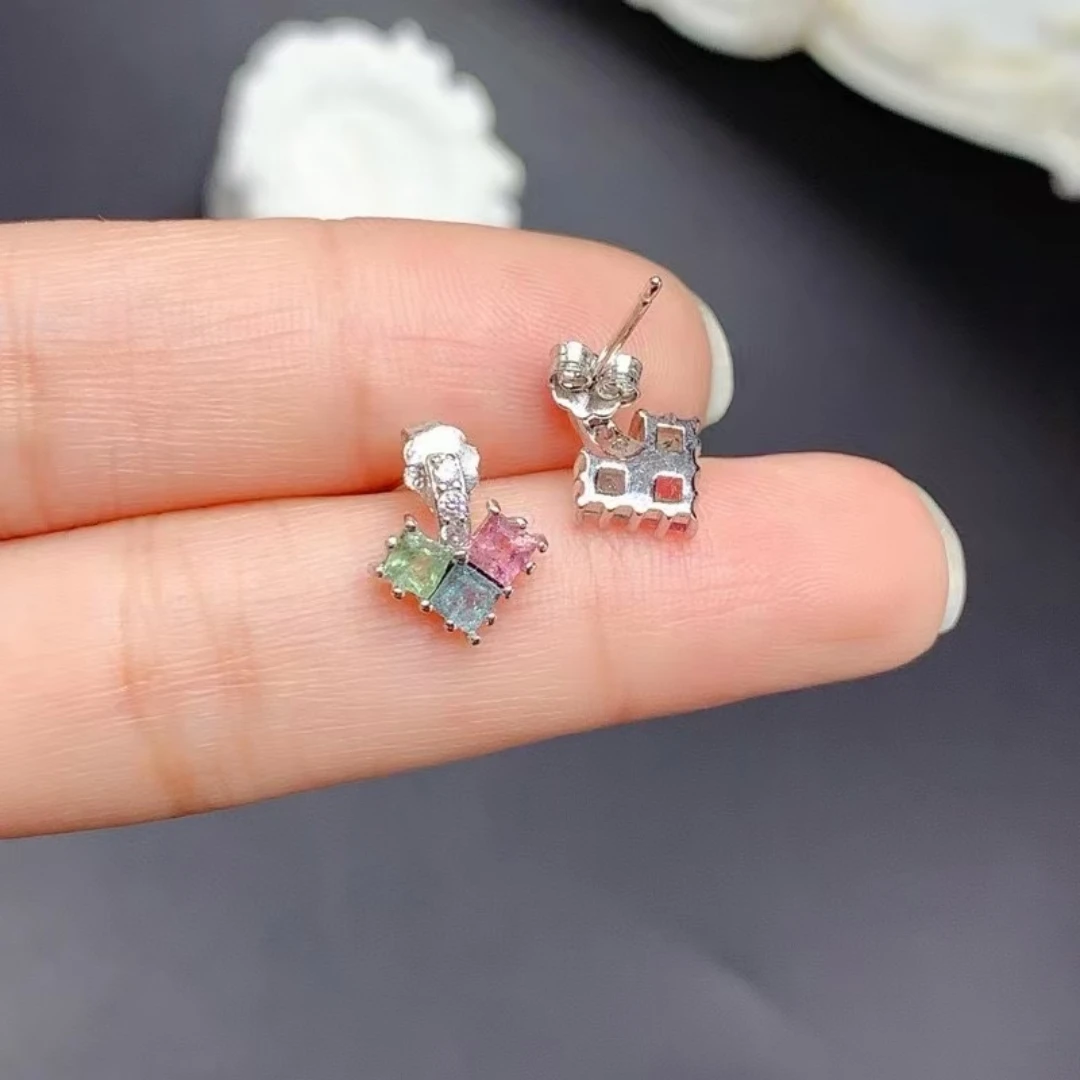 

KJJEAXCMY Fine Jewelry Natural Tourmaline Women's Earrings S925 Pure Silver Exquisite Inlaid High Clarity Gems Support Testing
