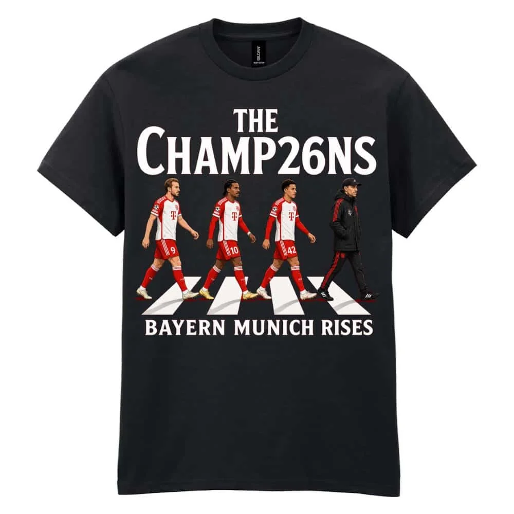 Camiseta Gráfica de Fútbol del Bayern Munich Campeones 2026, Nueva Camiseta de Verano 2026 para Hombre y Mujer, Moda Urbana Y2K, Camiseta Unisex Extra Grande