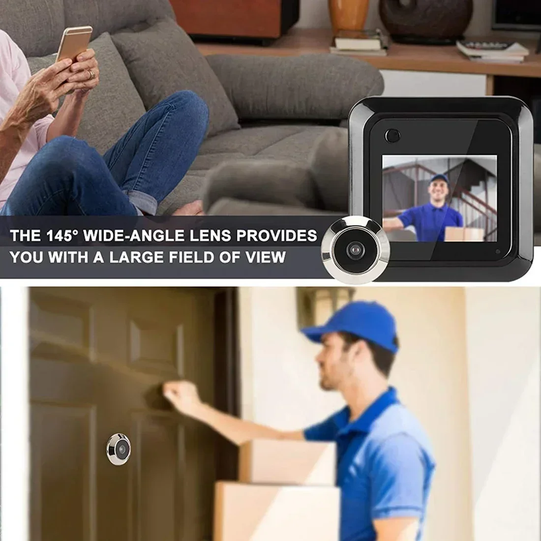 

Камера для входной двери, видеокамера для входной двери в квартиру, цифровой ЖК-глазок 2,4 дюйма, широкий угол 90 °