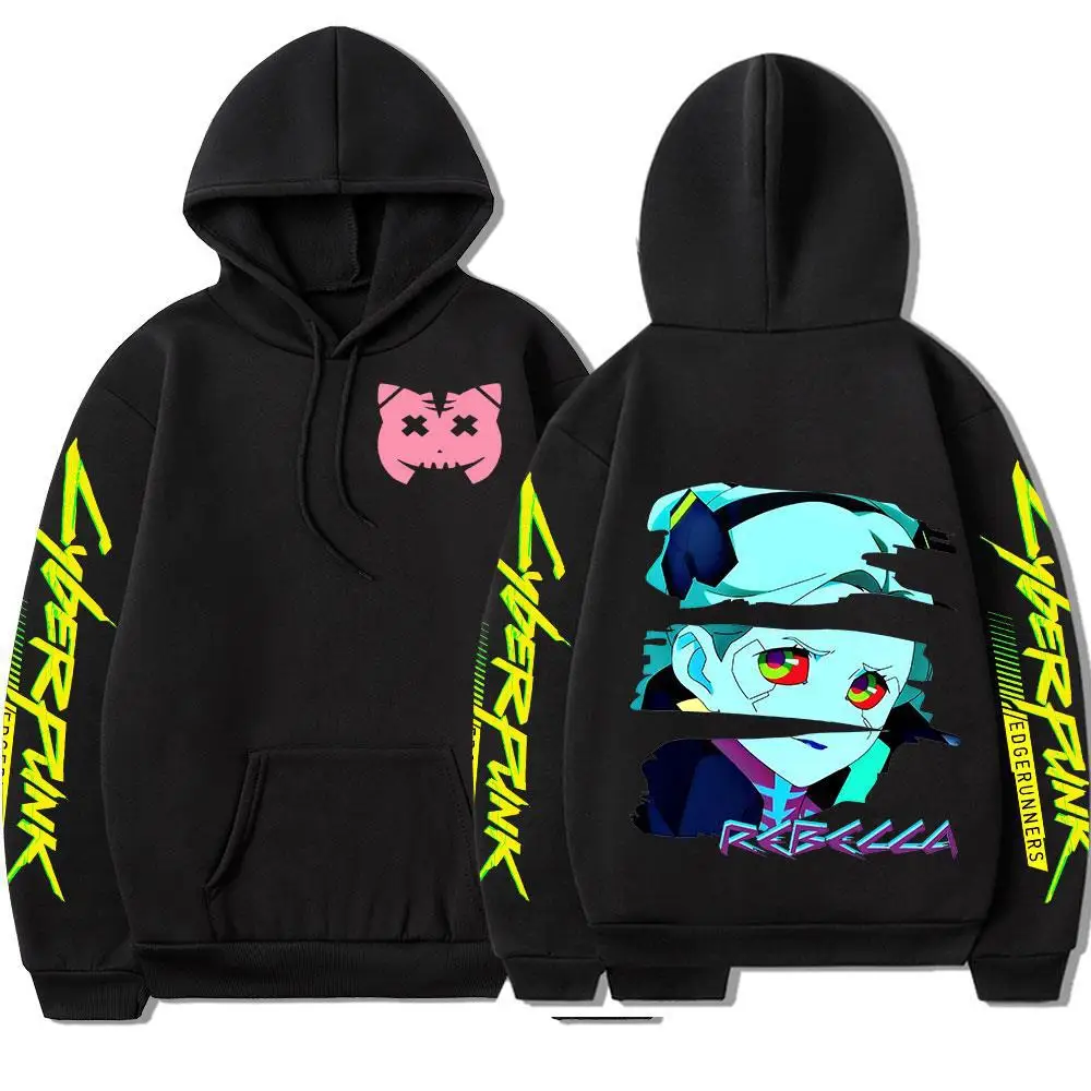 Japanese sci-fi Anime Cyberpunk Edgerunners Rebecca Print men's Casual Trend Street Hoodie Autumn And Winter Comfortable