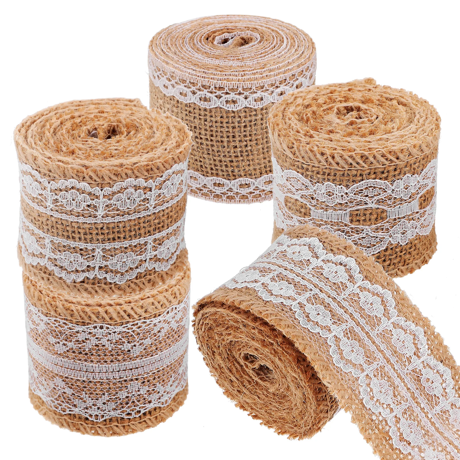 

5 Rolls Jute Ribbon Burlap Wrapping Fabric Craft Lace Decorative Present Rustic Holiday Wedding Christmas Ribbons