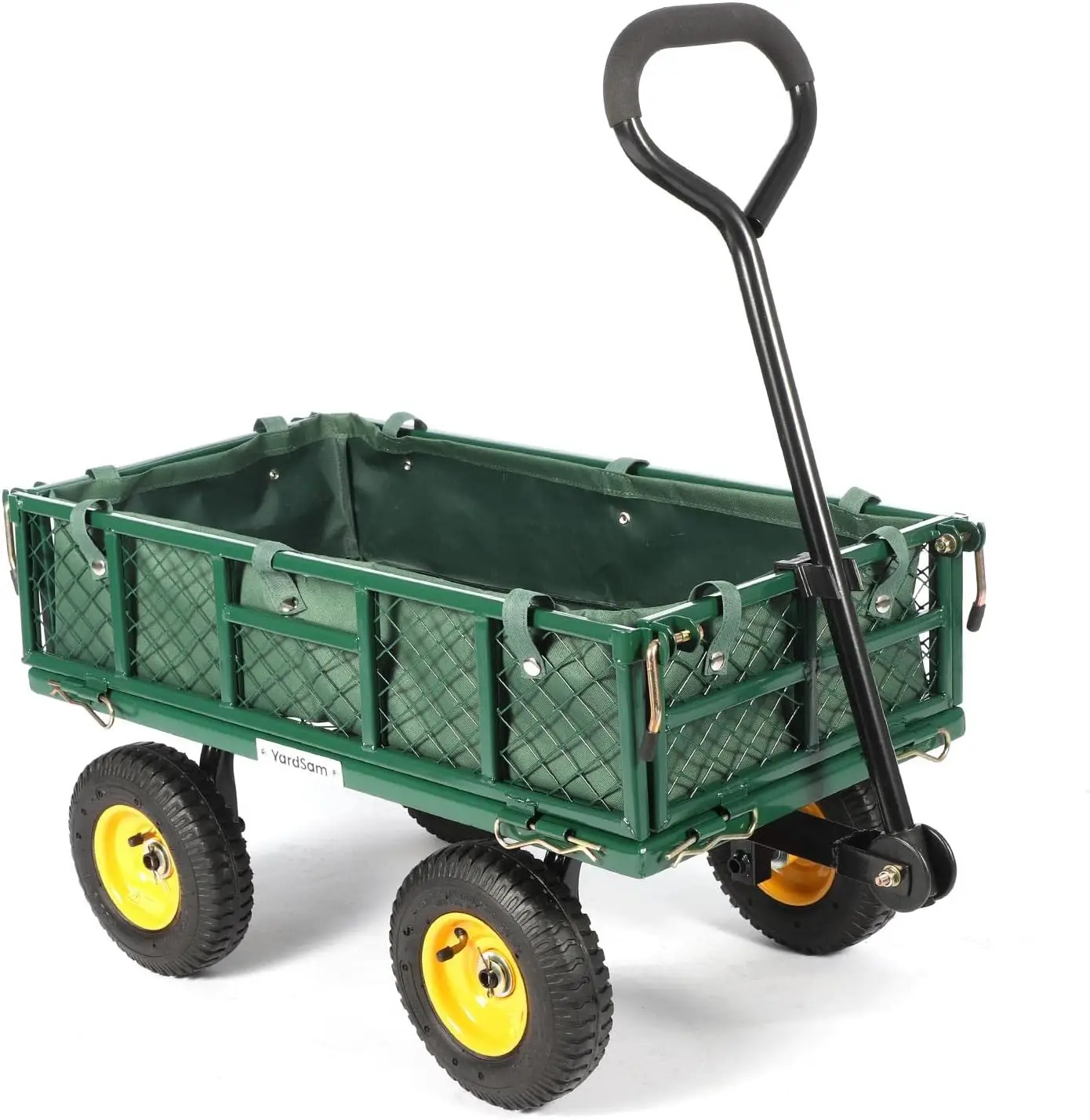 

Yardsam Utility Steel Garden Carts and Wagons, Heavy Duty Lawn Wagon Cart, 400lb Weight Capacity, Removable Sides,