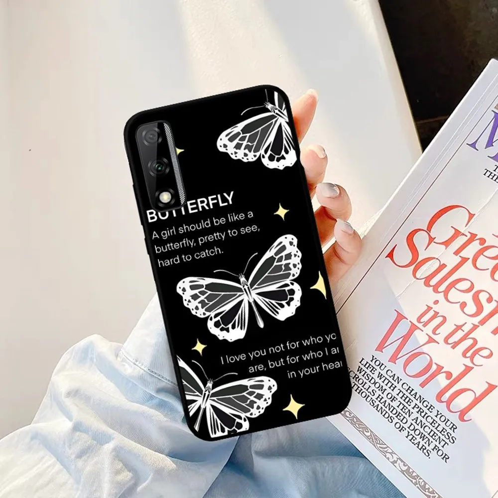 INS Cartoon Butterfly Minimalism Phone Case For Huawei Y9 6 7 5 Prime Enjoy 7s 7 8 Plus 7a 9e 9plus 8E Lite Psmart Shell