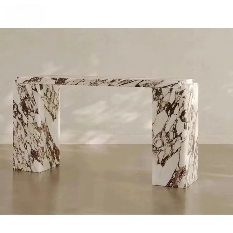 Tostone Interior Furniture Calacatta Viola Natural Marble Entrance Console Table For Entryway Living Room Home Villa Decoration