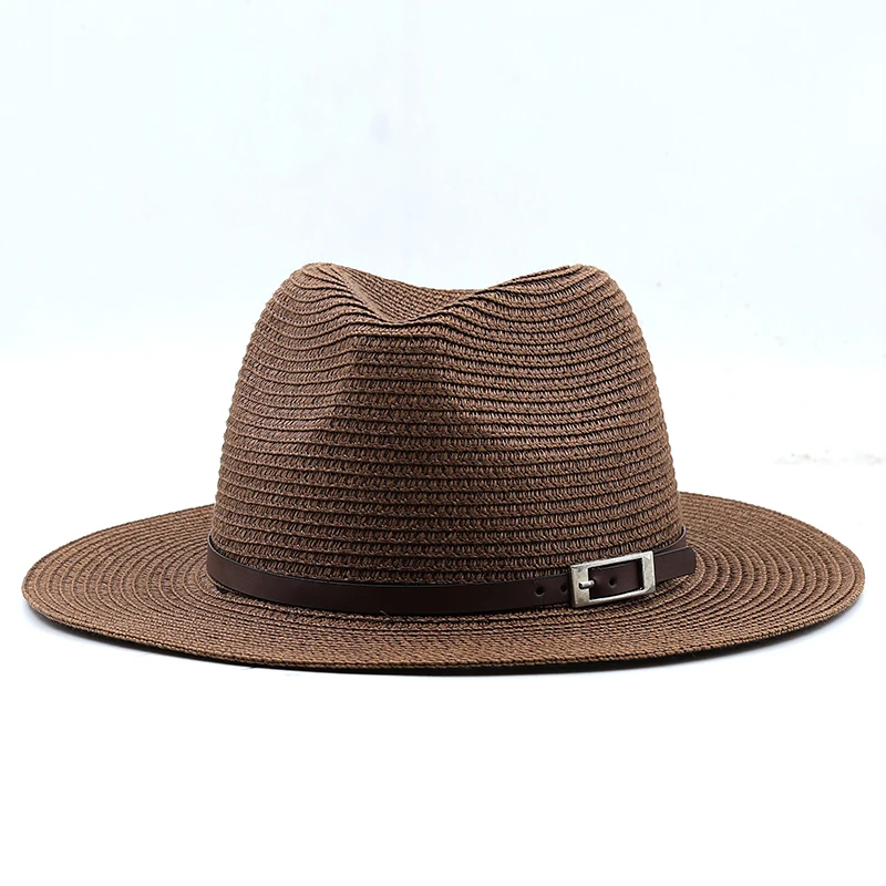 Size 54-56-58 59-60cm New Natural Panama Straw Hat Summer Men Women Wide Brim Beach UV Protection Fedora Sun Hat Wholesale