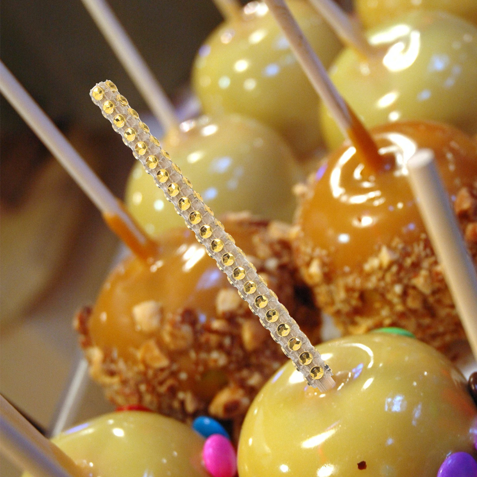 

24Pcs Shiny Candy Sticks Decorative Bamboo Skewers for Birthday Wedding Parties Cake Pops Caramel Dessert Treats