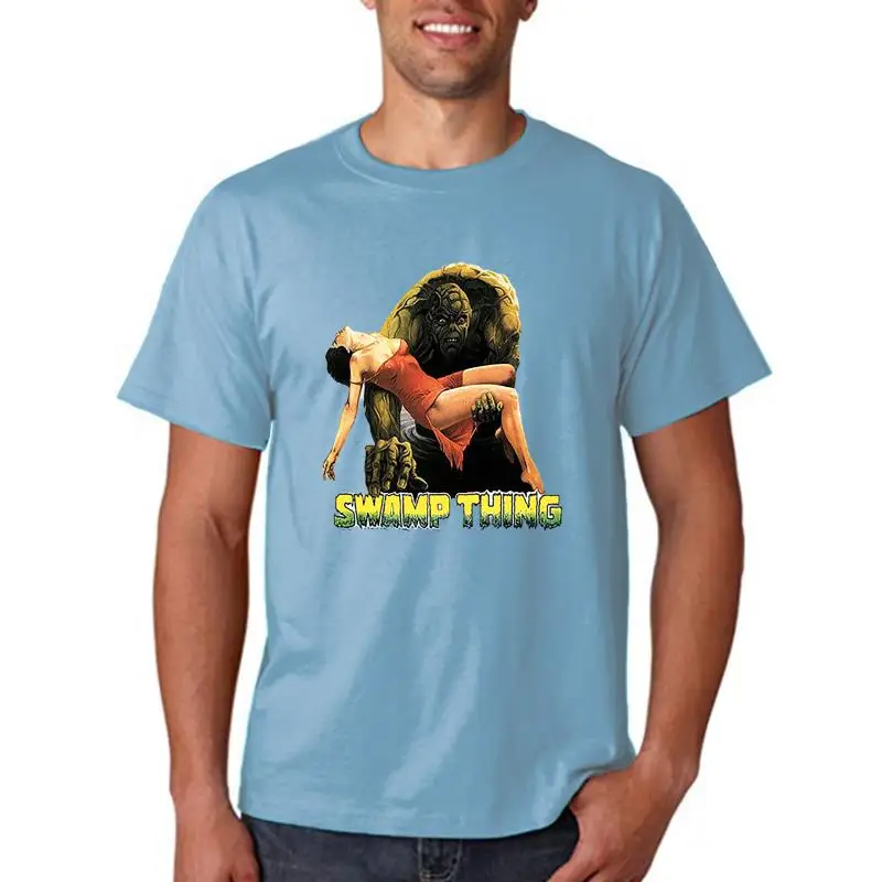 Swamp Thing 1982 Old Movie Men's T-Shirt 100% Cotton Slim Fit Nine Sleeve Henry Collar Youth Fashion Autumn Collection