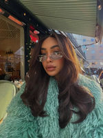 Retro Green Faux Fur Coat Women Fashion Full Sleeve Lapel V-neck Loose Furry Thicken Warm Coats Lady Winter Highstreet Outerwear