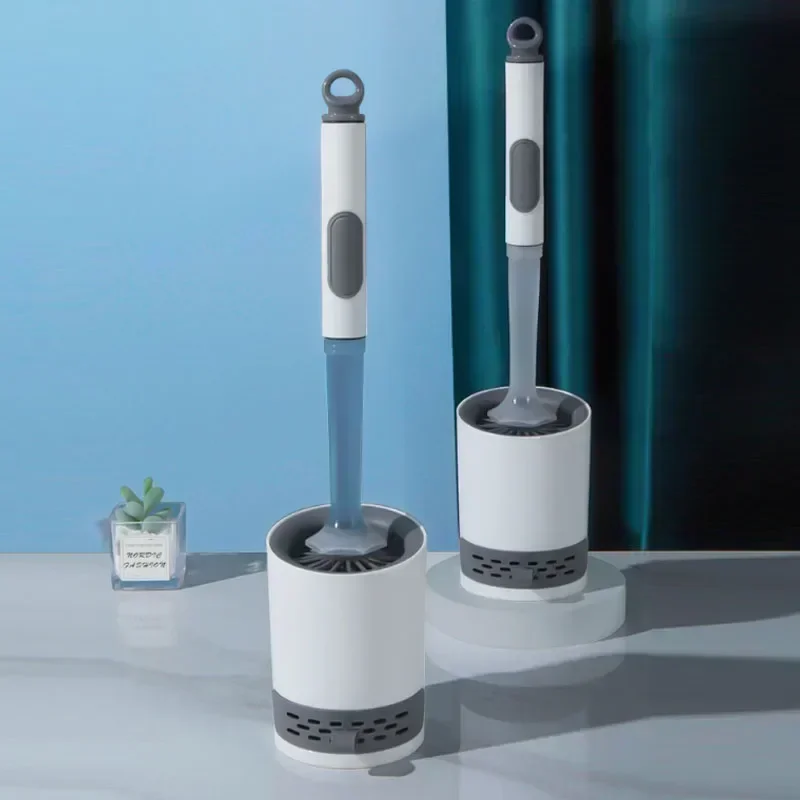 مجموعة فرش المرحاض القابلة لإعادة الملء، مثبتة على الحائط مع حامل فرشاة TPR من السيليكون لأدوات تنظيف الزوايا وإكسسوارات الحمام #1