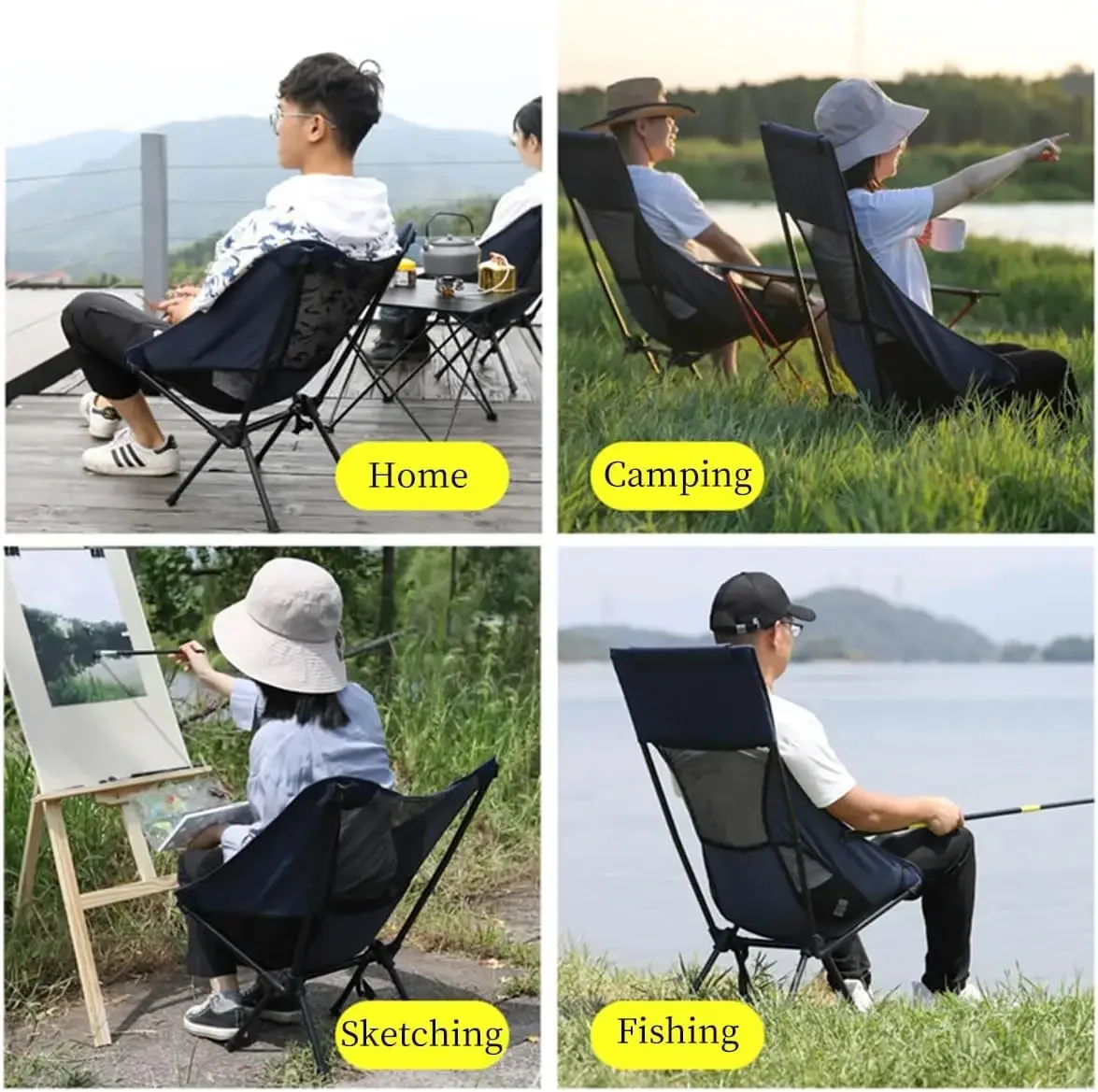 Portable Chair Lightweight Folding Chair for Camping Home BBQ Moon Chairs Backpacking Chair for Garden Picnic Beach Camping Tool