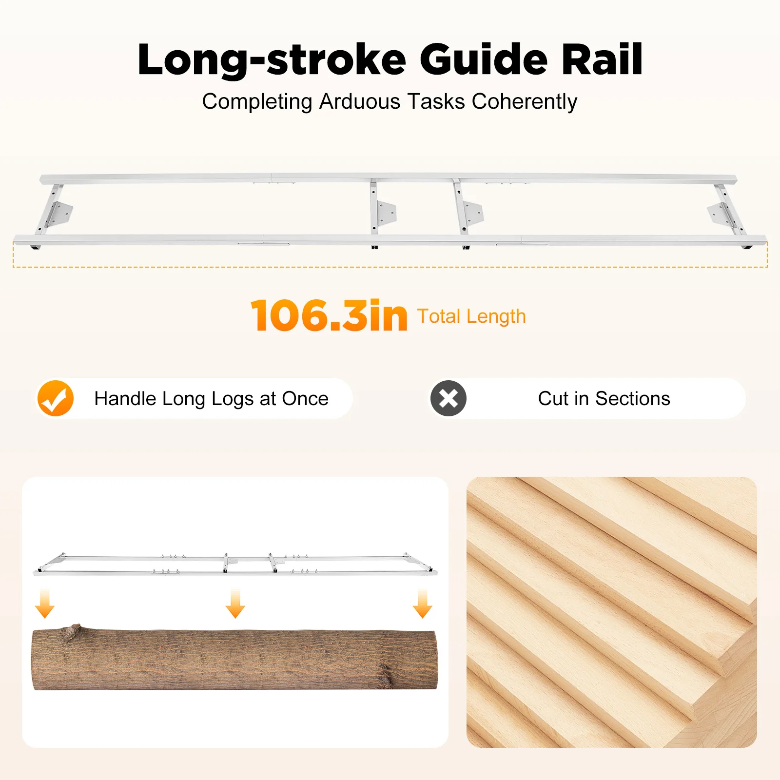 2.7M Chainsaw Mill Guide Rail Adjustable Thickness Stable Structure Lightweight for Cutting Logs into Flat Straight Boards