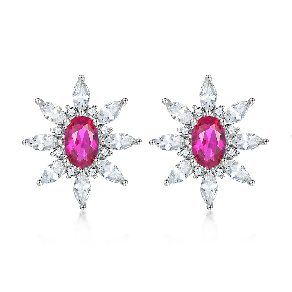 Apexelle Brand Fashion Jewelry 925 Sterling Silver Earrings Inlaid Zircon Sunflower Stud Earrings Exquisite Jewelry
