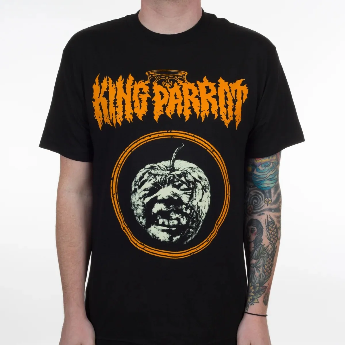 King Parrot Rock Band Vintage Scary Pumpkin Art Print T Shirt Dark Horror Metal Style Unisex Daily T Shirt