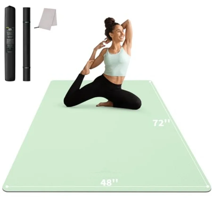 

Yoga Mat 72" x 48" Large Workout Mat for Home Gym Flooring - 0.24"-0.48" Extra Thick Exercise Mat for Apartment Fitness High-De
