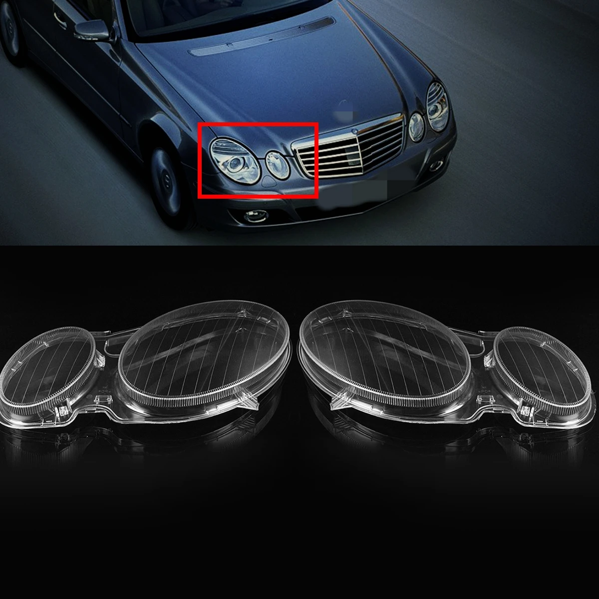 Headlight Lenses Headlamp Replacement Cover Shell Left / Right Side For MERCEDES for BENZ E CLASS W211 E320 E350 2006-2008